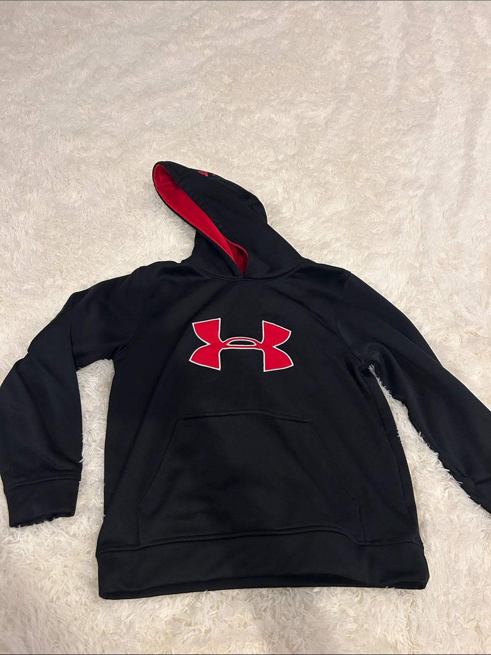 Under Armour Black Hoodie with Red Logo and Lined Hood